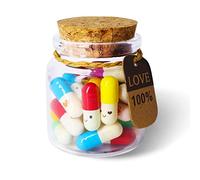 Mczcent Capsule Letters Message in a Glass Bottles, 30Pcs Cute Smiling Face Love Friendship Letter Color Pill with Wishing Bottle, Message Pills for Boys Girls Friends Family