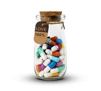 Mczcent Capsule Letters Message in a Glass Bottles-50Pcs, Cute Smiling Face Love Friendship Letter Colors Happy Pill with Wishing Bottle, Message Pills for Boyfriend Girlfriend Lovers Family