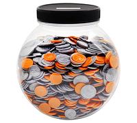 Mczcent Large Coin Bank Jar, Big Clear Plastic Coin Money Tip Change Saving Piggy Jar with Silver Slotted Lid, 2 Placement Methods Large Plastic Coins Piggy Money Change Clear Bank for Adults Teens