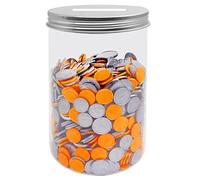 Mczcent Large Coin Bank Jar, Big Clear Plastic Coin Money Tip Change Saving Piggy Jar with Silver Slotted Lid, Large Plastic Coins Piggy Money Change Clear Bank for Adults Teens Kids Girls Boys, XL