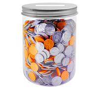 Mczcent Large Coin Bank Jar, Big Clear Plastic Coin Money Tip Change Saving Piggy Jar with Silver Slotted Lid, Large Plastic Coins Piggy Money Change Clear Bank for Adults Teens Kids Girls Boys