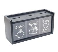 Mczcent Spend Save Give Piggy Bank for Kids, Money Coin Savings Piggy Bank Jar Box for Kids Child Safe Money Saver, Teach Children About Giving & Saving Money Piggy Box for Childrens Boys Girls, Black