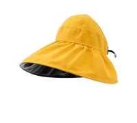 MCZY Sun hats for women uk Summer Women'S Black Sun Hat For Women Outdoor Beach Sun Women'S Foldable Hollow Sun Hat.-Yellow-56-63Cm
