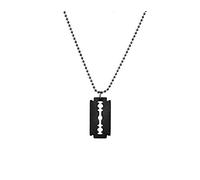 MD Barber Razor Blade Necklace with Ball Chain & Key Ring (Black), Stainless Steel, No Gemstone