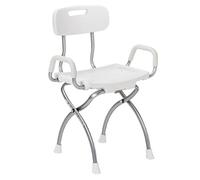 MD by Drive X-Fold Shower Chair with Back and Arms, Extra-Wide Bath Seat and Tub Chair for Inside Shower with 3 Height Settings, Shower Bench for Seniors & Adults, 300 lb Weight Capacity (Pearl)