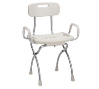 MD by Drive X-Fold Shower Chair with Back and Arms, Extra-Wide Bath Seat and Tub Chair for Inside Shower with 3 Height Settings, Shower Bench for Seniors & Adults, 300 lb Weight Capacity (Stone)