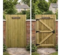 MD Carpentry Wooden Featheredge Garden Gate - Pressure Treated Timber, Rear Z-Brace & Lockable Backside Design ((180cm High x 75cm Wide x 6cm Deep))