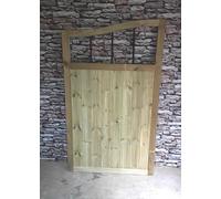 MD Carpentry Wooden Swan Neck Garden Gate, Treated Green ((180cm High x 90cm Wide x 5cm Deep))