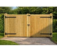 MD Carpentry Workshop LTD Wooden Driveway Gates Closeboard Heavy Duty Treated Timber Double Gates, Garden & Driveway Entrance(180Cm High X 390 Cm Wide)
