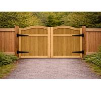 MD Carpentry Workshop LTD Wooden Swan Neck Driveway Gates Heavy Duty Treated Timber Double Gates (150Cm High X 390Cm Wide X 5Cm Deep)