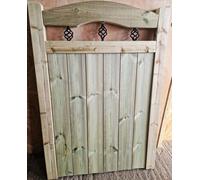 MD Carpentry Workshop Wooden Garden Dome Gate Pedestrian Gate, Pressure Treated, 120cm High x 60cm Wide x 5cm Deep, Green, Wood