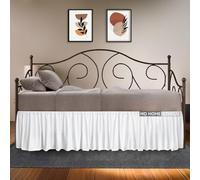 MD Home Decore White, Twin - 12 Inch Drop of Bed Skirt, Split Corner Day Bed for Ruflled Bed Skirt, Genuine Poly Cotton