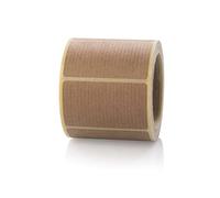 MD Labels 250 Brown Kraft Paper Labels on Roll 50 x 30 mm Natural Stickers with 40 mm Sleeve, Vintage Gift Stickers for Decoration & Packaging