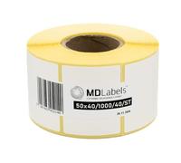 MD Labels 50 x 40 mm Direct Thermal Barcode Labels on Roll - White Adhesive Labels, Permanent Adhesive, Roll of 1000