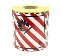 MD Labels 500 Dangerous Goods Labels Class 4.1 - Flammable Solid Materials ADR 100 x 100 mm