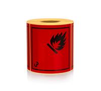 MD Labels 500 Paper Dangerous Goods Labels, 100 x 100 mm, Class 3 Flammable Liquid Materials, FSC Certified, UV Flex Print, Rubber Adhesive, 800 g