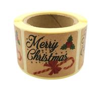 MD Labels Christmas Stickers KRAFT Roll, Merry Christmas Stickers, Christmas Gift Stickers 200 pieces (SPROSSEN, 35x40)
