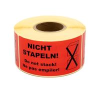 MD Labels DO NOT Stack Warning Labels on Roll - Handling Labels for Parcels & Shipping, Bright Red Self Adhesive Stickers, 100 x 50 mm, 500 Labels