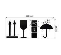 MD Labels Fragile Warning Labels on Roll - 68x161mm - Handle with Care | Keep Dry | Do Not Stack | This Way Up - Self-Adhesive Paper Stickers for Shipping, Moving & Storage - 200 Labels