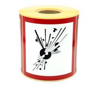MD Labels GHS Symbols Hazardous Goods Labels Pack of 500 (GHS 01 Explosion Hazard), 100x100mm
