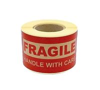 MD Labels Kraft Labels on Roll 100 x 50 mm - 200 Labels - Fragile - Handle with Care - Shipping Instructions - Adhesive Labels - Fragile Stickers