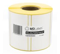MD Labels Thermal Transfer Labels - 80x50 mm - Self-Adhesive White Paper - Roll of 1000 Labels - Ideal for Barcode, Product, and Shipping Labelling
