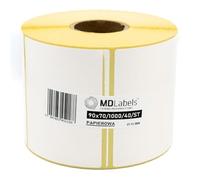 MD Labels Thermal Transfer Labels - 90x70 mm - Self-Adhesive White Paper - Roll of 1000 Labels - Ideal for Barcode, Product, and Shipping Labelling