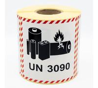 MD Labels Transport Label UN3090 for Lithium Metal Batteries 100 x 100 mm - Dangerous Goods Label - Battery Labels