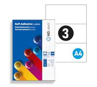 MD Labels Universal Labels DIN A4 210 x 99 mm, 300 Labels- Adhesive Labels - Printable - White