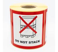 MD Labels Warning Labels on Roll 100 x 100 mm Pack of 500 Do not stack! Parcel Stickers for Shipments Shipping Labels - Neon Bright Red - Parcel Stickers