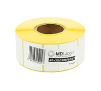 MD Labels White Thermal Labels on a roll 40 x 30 mm 1500 pcs Permanent Adhesive for Barcode White Adhesive Labels for Labelling
