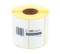 MD Labels White Thermal Labels on Roll 80 x 80 mm Pack of 500 Permanent Adhesive for Barcode