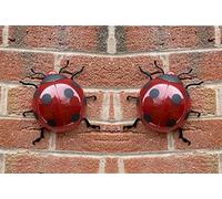 MD MUZ 2 Hanging/freestanding Large Ladybirds Plastic Garden Ladybirds ladybugs Ideal for Patio, Wall, Fence Display Ornaments Art Deco EXTRA LARGE LADYBIRDS 7inch approx each live photos