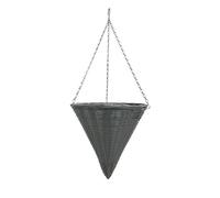 MD MUZ 2 x Rattan Cone Hanging Basket, Grey Woven Planter with Metal Chain, Decorative Garden Basket