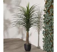 MD MUZ Artificial Yucca Plant 120cm Fake Tall Tree with White Planter,Faux Yucca Tree Plant Indoor/outdoor Floor Porch Home Decor Office Living Room,Weather & UV Resistant, 1Pcs