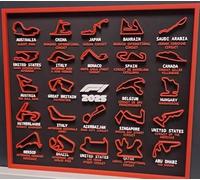 MD MUZ F1 2025 Race Circuits Wall Art, 22 Grand Prix Track Layouts Display Board, Black and Red 3D Printed in the UK