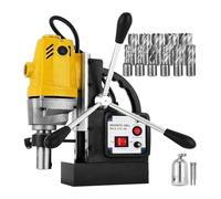 MD40 1100W Electric Magnetic Mag Drill Press Drilling Machine 11 Drill Bits 550rpm for DIY Use