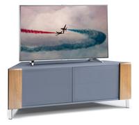 MDA Designs CORVUS Corner-Friendly Grey BeamThru Glass Doors with Oak Profiles Contemporary Cabinet for Flat Screen TVs up to 50"