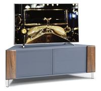 MDA Designs CORVUS Corner-Friendly Grey BeamThru Glass Doors with Walnut Profiles Contemporary Cabinet for Flat Screen TVs up to 50"