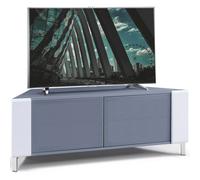 Mda Designs Corvus Corner-Friendly Grey Beamthru Glass Doors With White Profiles Cabinet For Flat Screen Tvs Up To 50"
