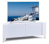 Mda Designs Corvus Corner-Friendly White Cabinet With Beamthru Glass Doors For Flat Screen Tvs Up To 50"