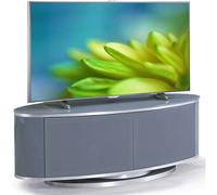MDA Designs LUNA Grey Oval Cabinet with Grey Profiles & Grey BeamThru Glass Doors Suitable for Flat Screen TVs up to 50"
