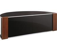 MDA Designs Sirius 1200 Remote Friendly Beam Thru Glass Door Walnut/Oak Gloss Piano Black with Silver Trim up to 55" LCD/Plasma/LED Cabinet TV Stand