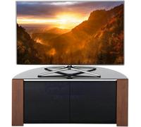 MDA Designs Sirius 850 Cabinet Remote Friendly BeamThru Glass Door Gloss Black with Walnut/Oak Reversible Panels for TVs up to 40" TV Stand