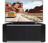 MDA Designs Sirius 850 Remote Friendly BeamThru Glass Door Gloss Black with Silver Trims Cabinet up to 40" LCD/Plasma/LED TV Stand