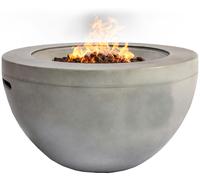 MDA Designs TABITI Light Grey Gas Fire Pit for Garden & Patio Luxurious Eco-Stone Finish Outdoor Heater