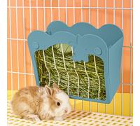 MdakeGo Rabbit Hay Feeder, Hanging Rabbit Hay Feeder Rack for Internal and External Cage, Reduce Mess, Cage Hanging Hay Holder for Rabbits Chinchilla Bunny Guinea Pig (Blue)