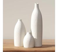 Mdaolv White Vase Set Farmhouse Decor Boho Decor Vases for Kitchen Island Living Room Office Table Fireplace Mantle Decorations & Bathroom Shelf Decor Centerpiece Table Decorations (Cream White)