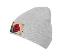 MDATT A Red Rose Beanie Hat for Men Women Winter Hats for Women Men Soft Warm Unisex Cuffed Beanie Knitted Cap