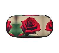 MDATT A Red Rose Large Pencil Case Pouch,Soft Pencil Pouch Organizer with Zipper,Portable Pencil Case for Adult